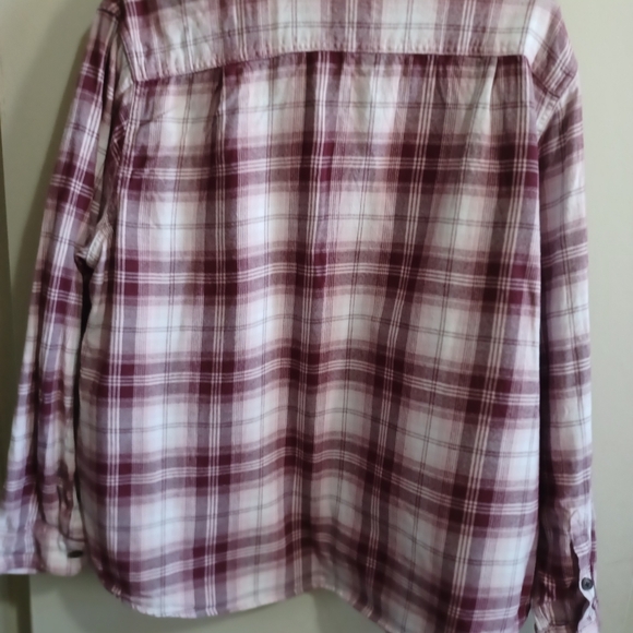 Tilley Womens XXL Burgundy, Pink And White Plaid Shirt Workwear Grunge Y2K - Picture 5 of 15